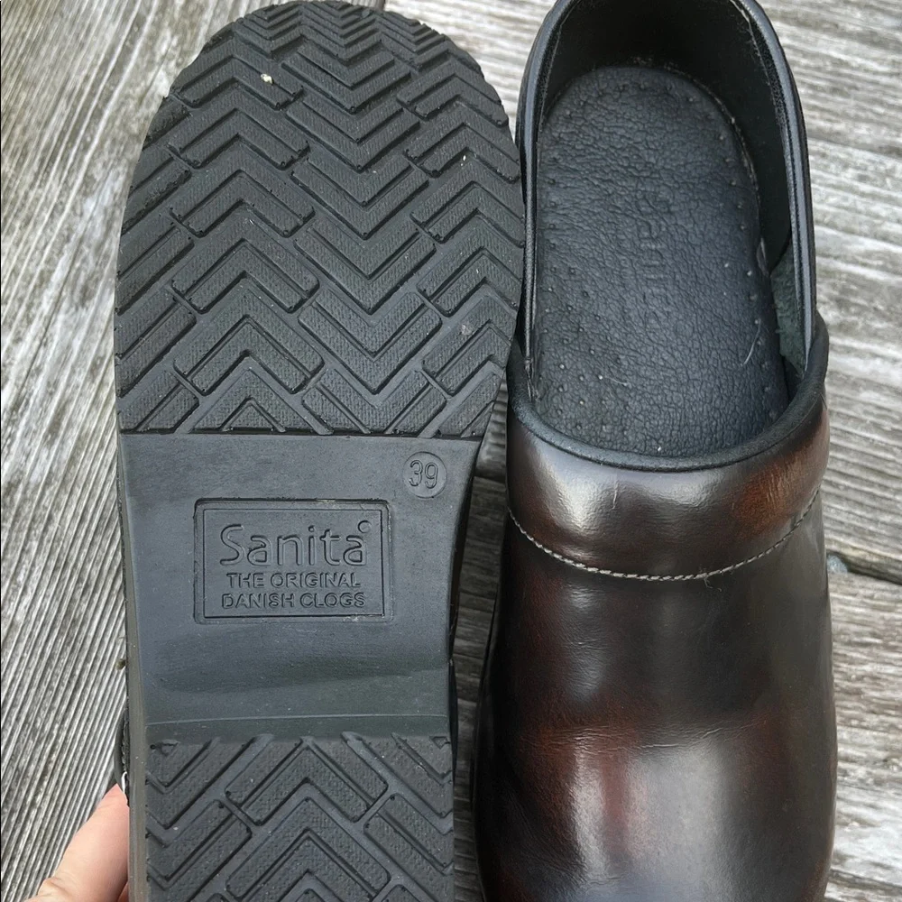 Sanita W Brown Leather Clogs 39 - Picture 6 of 6
